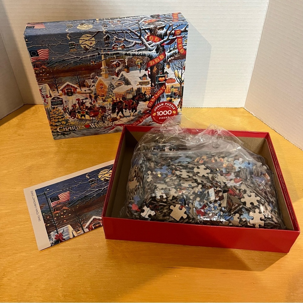 Charles Wysocki  1,000 Piece Puzzle Buffalo Poster Included SMALL TOWN CHRISTMAS